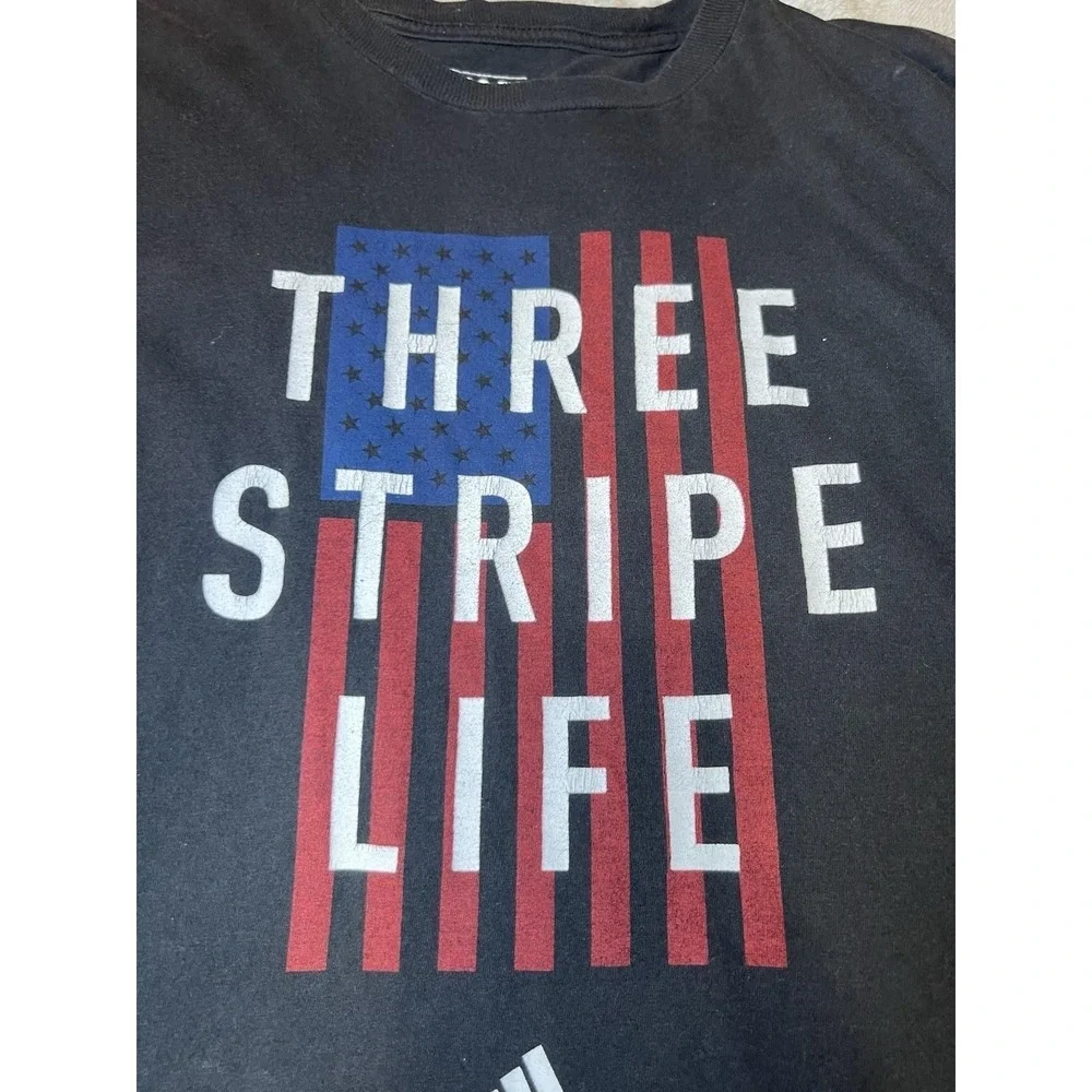 Adidas Mens Size‎ Large Go To Tee Three Stripe Life Graphic T-Shirt Black Casual